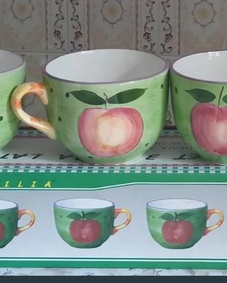Set tazze ceramica dipinte a mane 