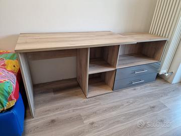 n.2 scrivanie angolari rovere chiaro con cassetti