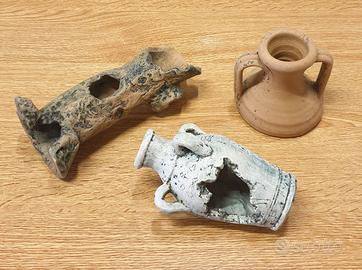 Lotto di 3 Accessori per Fondale Acquario di Pesci