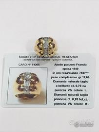 Anello oro 18kt con diamanti epoca 1940 (CR)