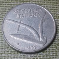 moneta da 10 lire 1953