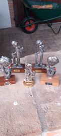 5 Statuine In Peltro Vintage 