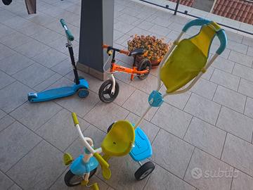 Triciclo, bici senza pedali, monopattino