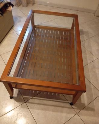 tavolino in legno e vetro 