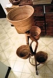 Porta vasi d'arredamento (midollino - 4 vasi)