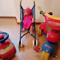 triciclo + passeggino + gioco ruote TOTALE 20 EURO