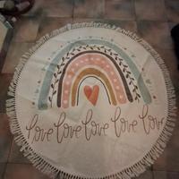 Tappeto rotondo con arcobaleno e frange - Stile bo