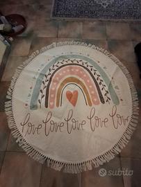 Tappeto rotondo con arcobaleno e frange - Stile bo