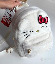 Zaino hello kitty morbido peluche bianco zainetto