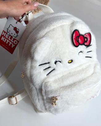 Zaino hello kitty morbido peluche bianco zainetto