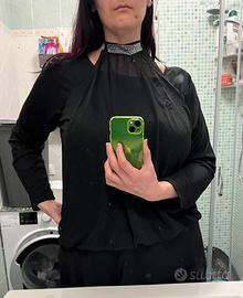 Top blusa collo all’americana 62/64 tg forti nuova