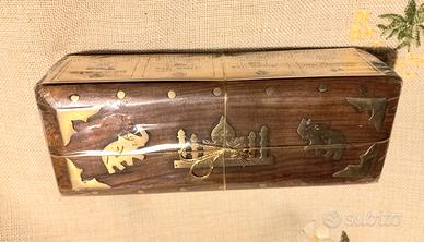 Scatola di legno indiana, decorativa Legno Ottone 