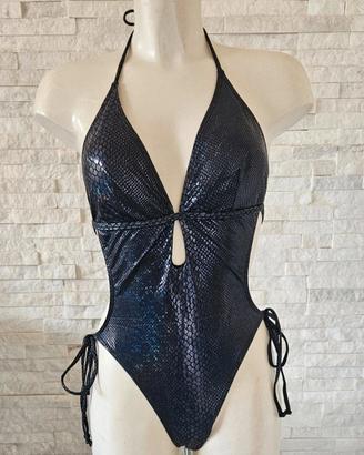 Costume intero nero con stampa pitonata! tg.M