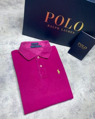 Polo T-Shirt Ralph Lauren Donna Fucsia/Verde (M)