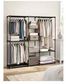 Guardaroba in metallo e tessuto 182 x 43 x 182 cm