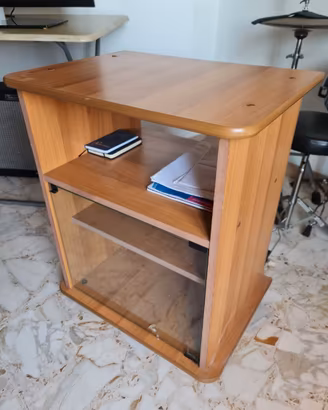 Mobiletto porta TV e Hi-Fi in legno con vano a vet