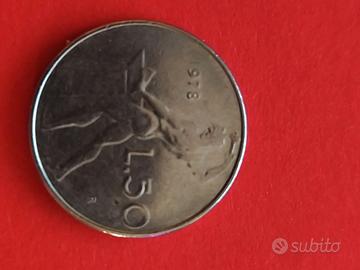 Moneta 50 lire doppio errore di conio