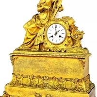 XIX sec . ancient large xxl golden bronze clock