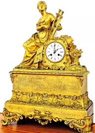 XIX sec . ancient large xxl golden bronze clock