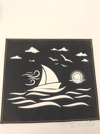 Stampa su pelle in rilievo tema marittimo 24x36 cm