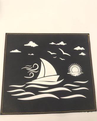Stampa su pelle in rilievo tema marittimo 24x36 cm