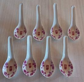 Set 8 Cucchiai Zuppa Cinesi Vintage 