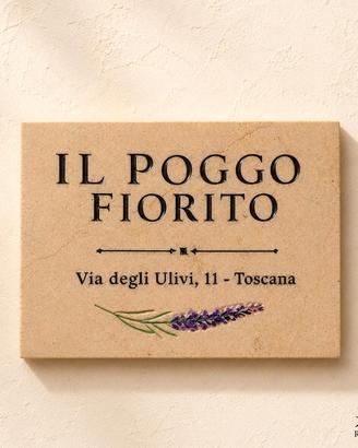 Basso rilievo targa nome casa con lavanda