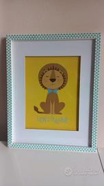 Quadro cameretta bimbo con leone 40x50 cm