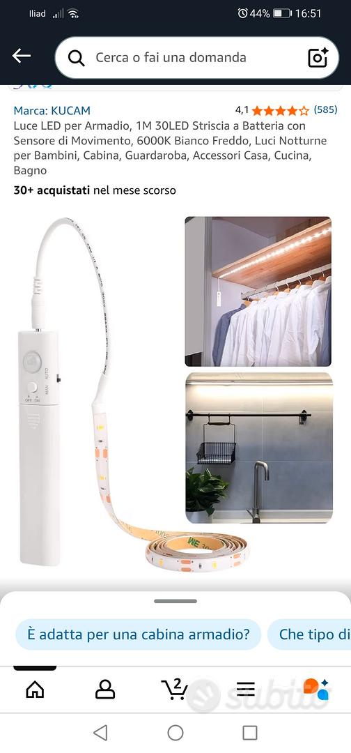 KUCAM Luce LED Per Armadio, 1M 30LED Striscia A Batteria Con | FindTheDeal - copertina
