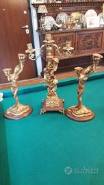 Set 3 Candelabri MUSTO - Legno Intagliato e Putti 