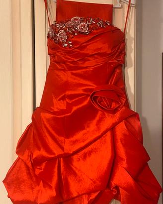 Abito cerimonia Enea Couture rosso, tg42 + stola