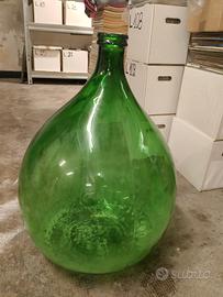 Damigiana vintage in vetro verde 54 Litri
