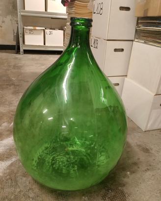 Damigiana vintage in vetro verde 54 Litri