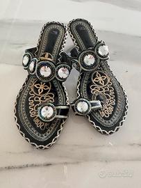 Sandali donna decorati con pietre stile Boho Etnic