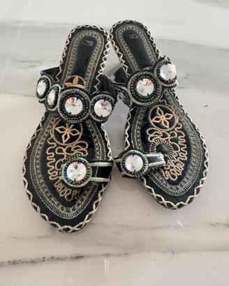 Sandali donna decorati con pietre stile Boho Etnic