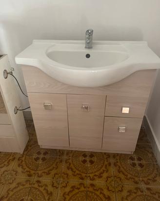 Mobiletto bagno + Lavandino e specchio