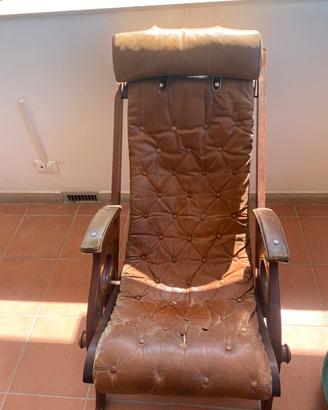 Poltrone da nave in legno e pelle