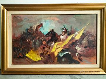 Quadro battaglia Paolo Chellini olio 