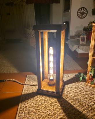 Lampada Lanterna Rustica Artigianale in Legno 