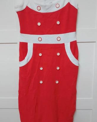 Abito rosso e bianco a tubino 