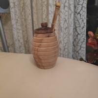 Vaso per miele in legno di ulivdicon dispenser