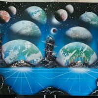 Quadro Fatto a Mano - Spray Paint Art - Paesaggio 