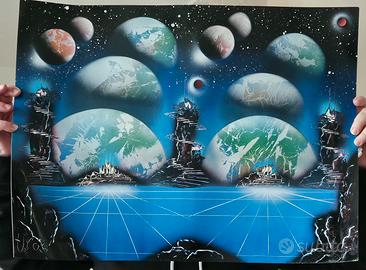 Quadro Fatto a Mano - Spray Paint Art - Paesaggio 