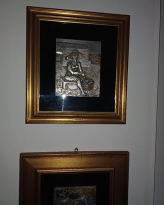 "Migneco" coppia quadri in sbalzo su argento