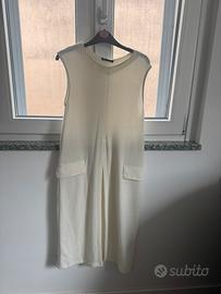Abito lungo / Gilet in maglia bianco panna