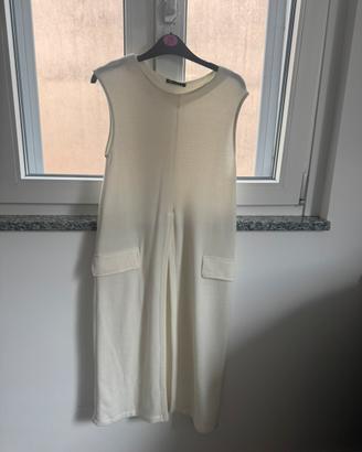 Abito lungo / Gilet in maglia bianco panna