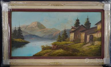 Paesaggio, Olio su faesite con cornice