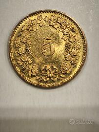 Moneta da5 Rappen svizzeri