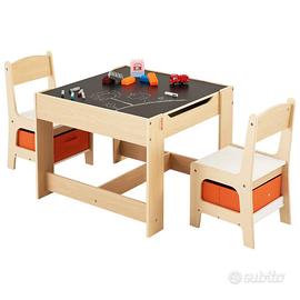 Set Tavolo 2 Sedie per Bambini con Portaoggetti