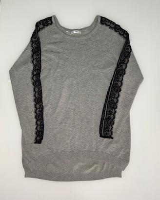 Maglione Bonprix grigio con ricamo sulle maniche